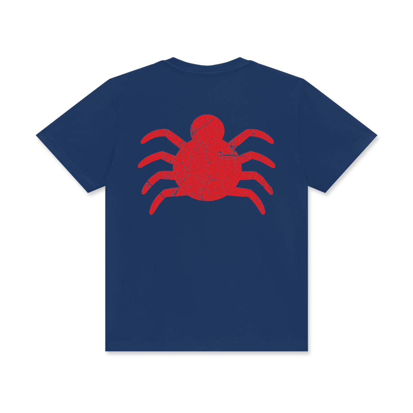 Spider Distressed Logo Classic Crew Neck Cotton T-Shirt
