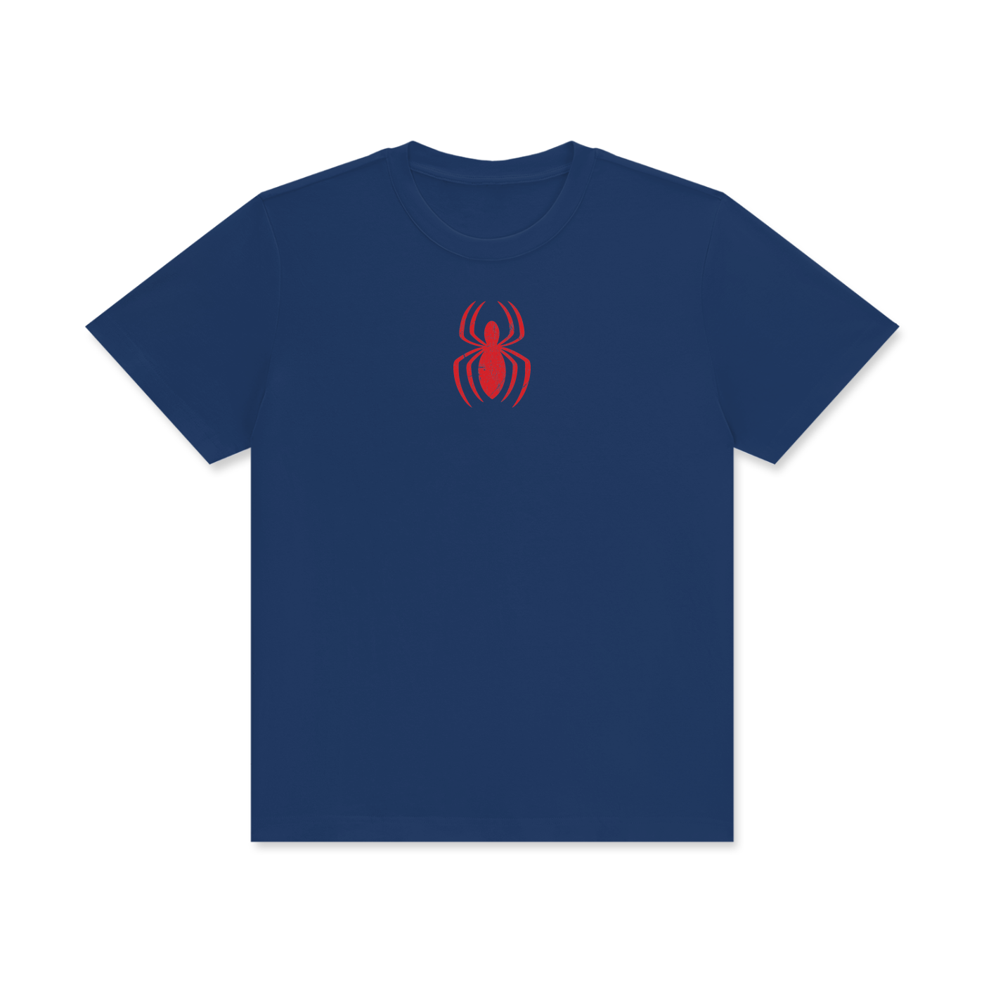 Spider Distressed Logo Classic Crew Neck Cotton T-Shirt