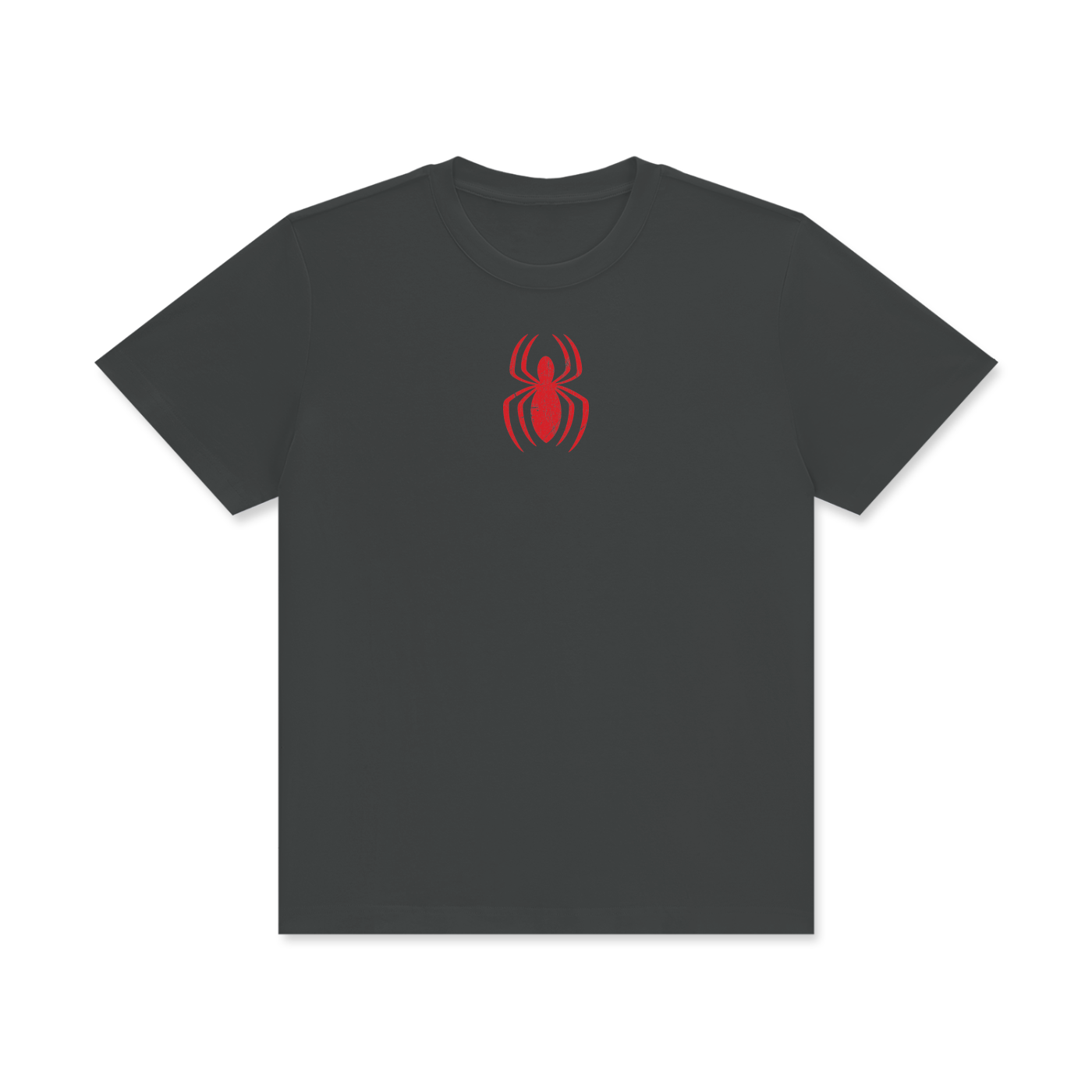 Spider Distressed Logo Classic Crew Neck Cotton T-Shirt
