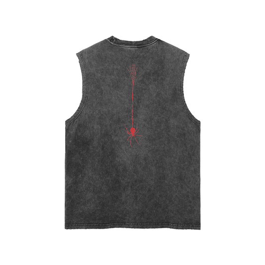 SPIDERS Washed Frayed Hem Tank Top