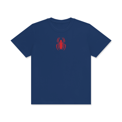 Spider Distressed Logo Classic Crew Neck Cotton T-Shirt