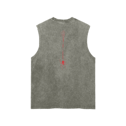SPIDERS Washed Frayed Hem Tank Top