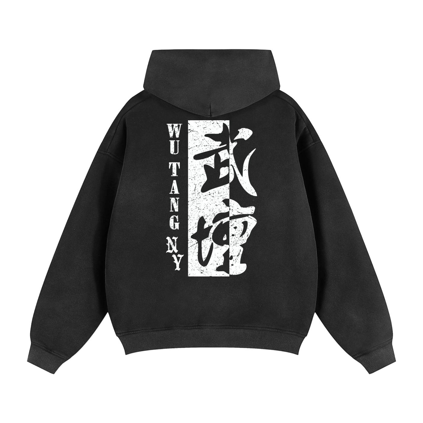 NEW YORK WU TANG - LOGO 2-WAY ZIPPER PREMIUM FLEECE HOODIE - FADED BLACK